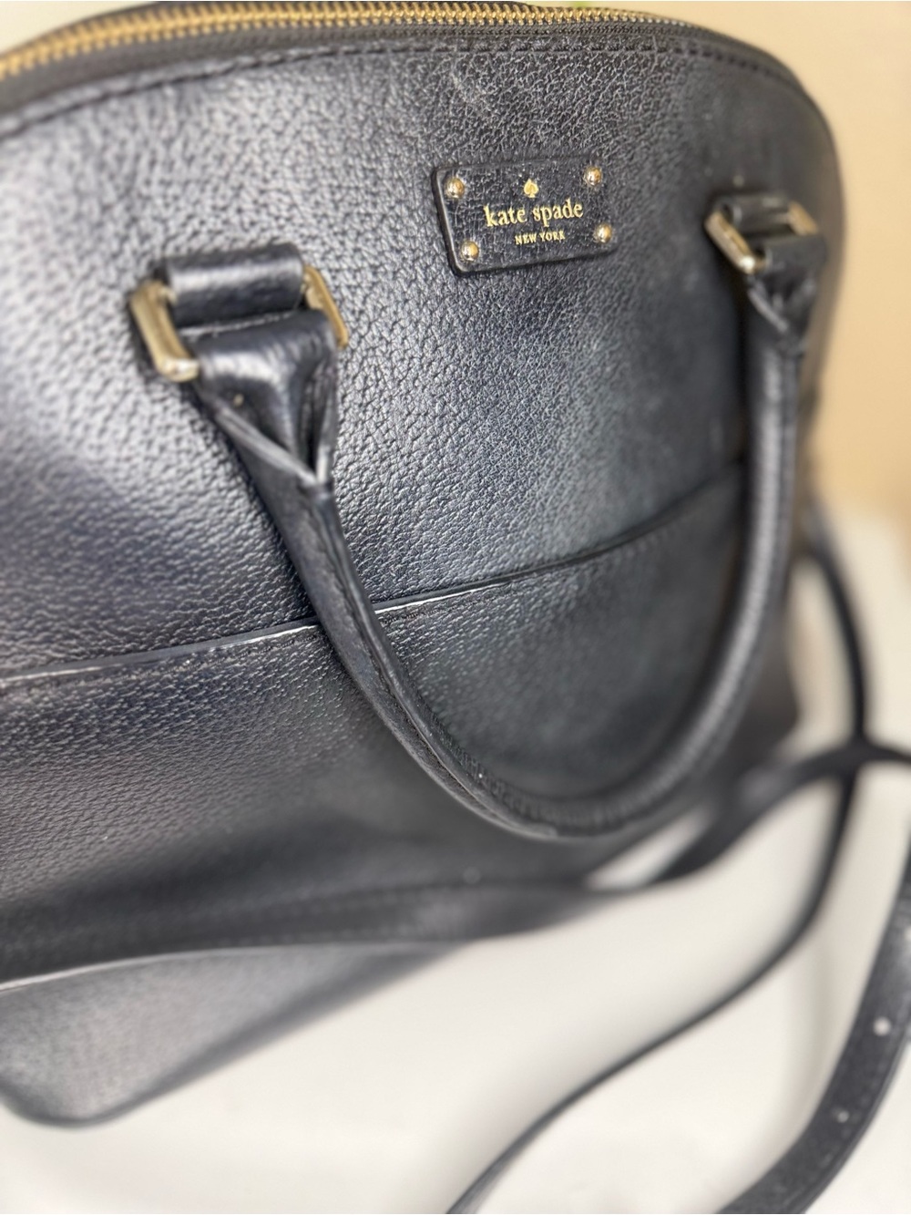 kate spade Black Pebbled Leather Dome Satchel with Crossbody Strap - Picture 2 of 9
